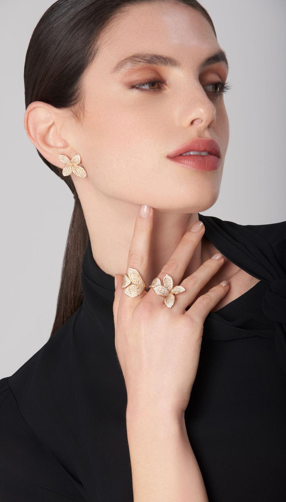 Women's Giardini Segreti Ring in 18k Rose Gold with White and  Champagne diamonds For Sale