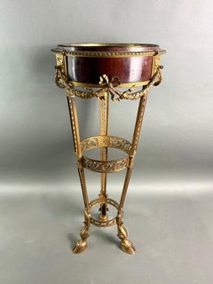 French Athénienne Napoleon III Garden Tureen, Gilded Bronze and Mahogany, 19th Century