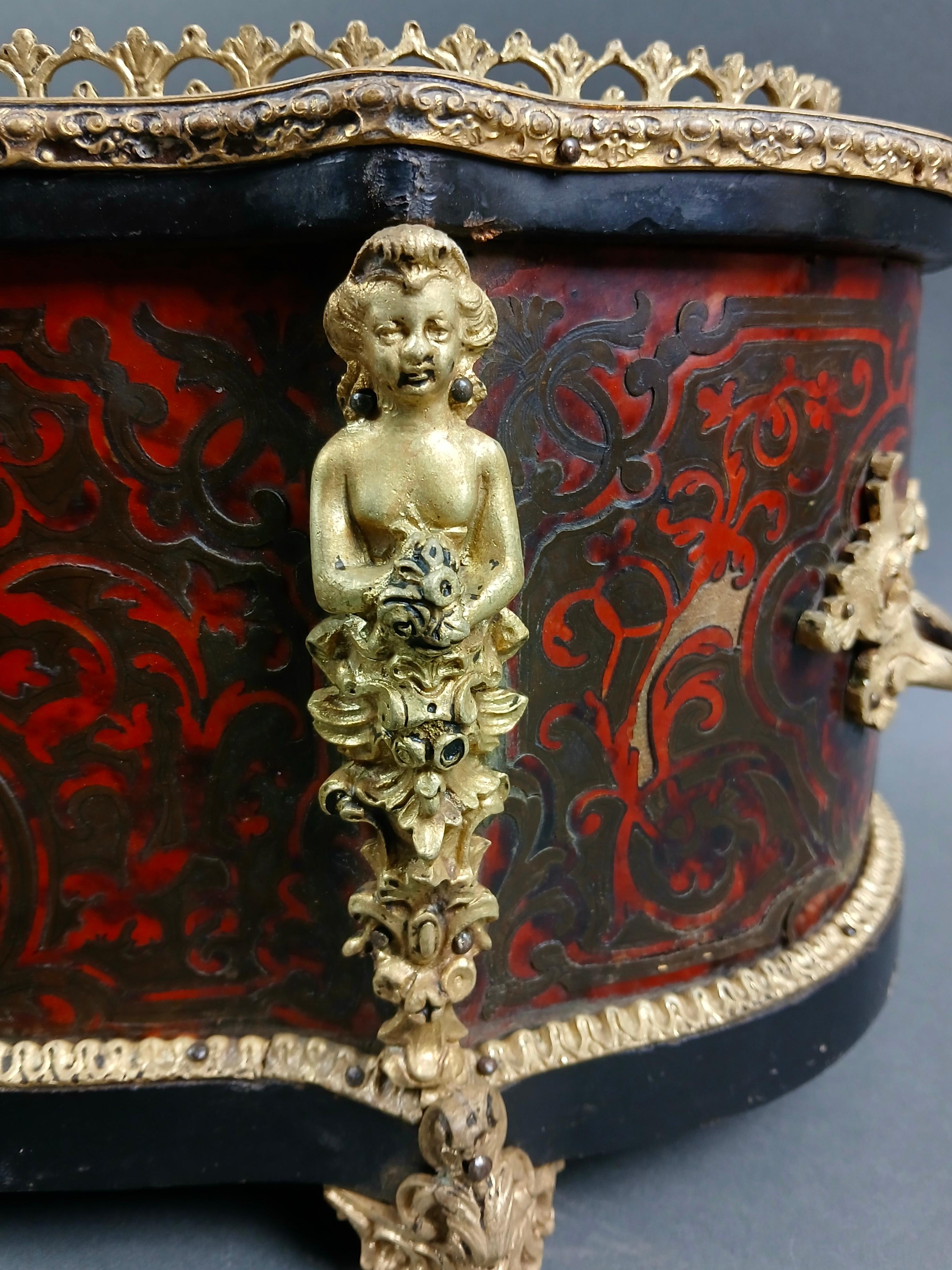 French Gardener Napoleon III in Marqueterie Boulle and Gilt Bronze 19th century
