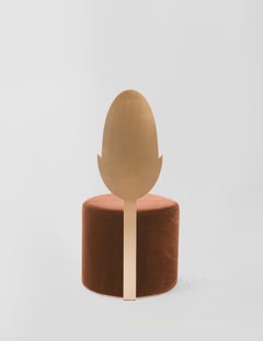Pouf scultoreo Giardino Botanico Gold Holly, Made in Italy