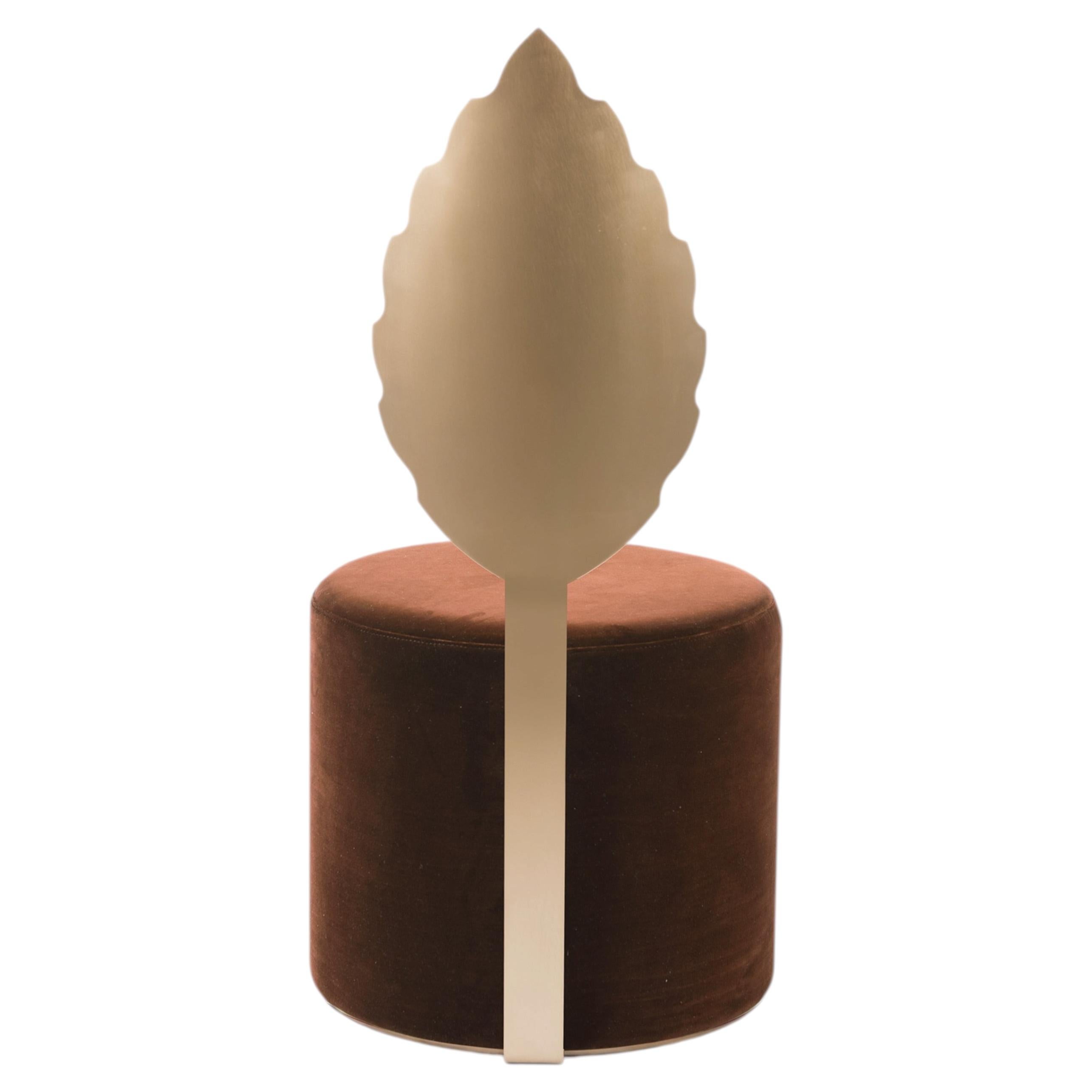 Pouf scultoreo Giardino Botanico Gold Holly, Made in Italy