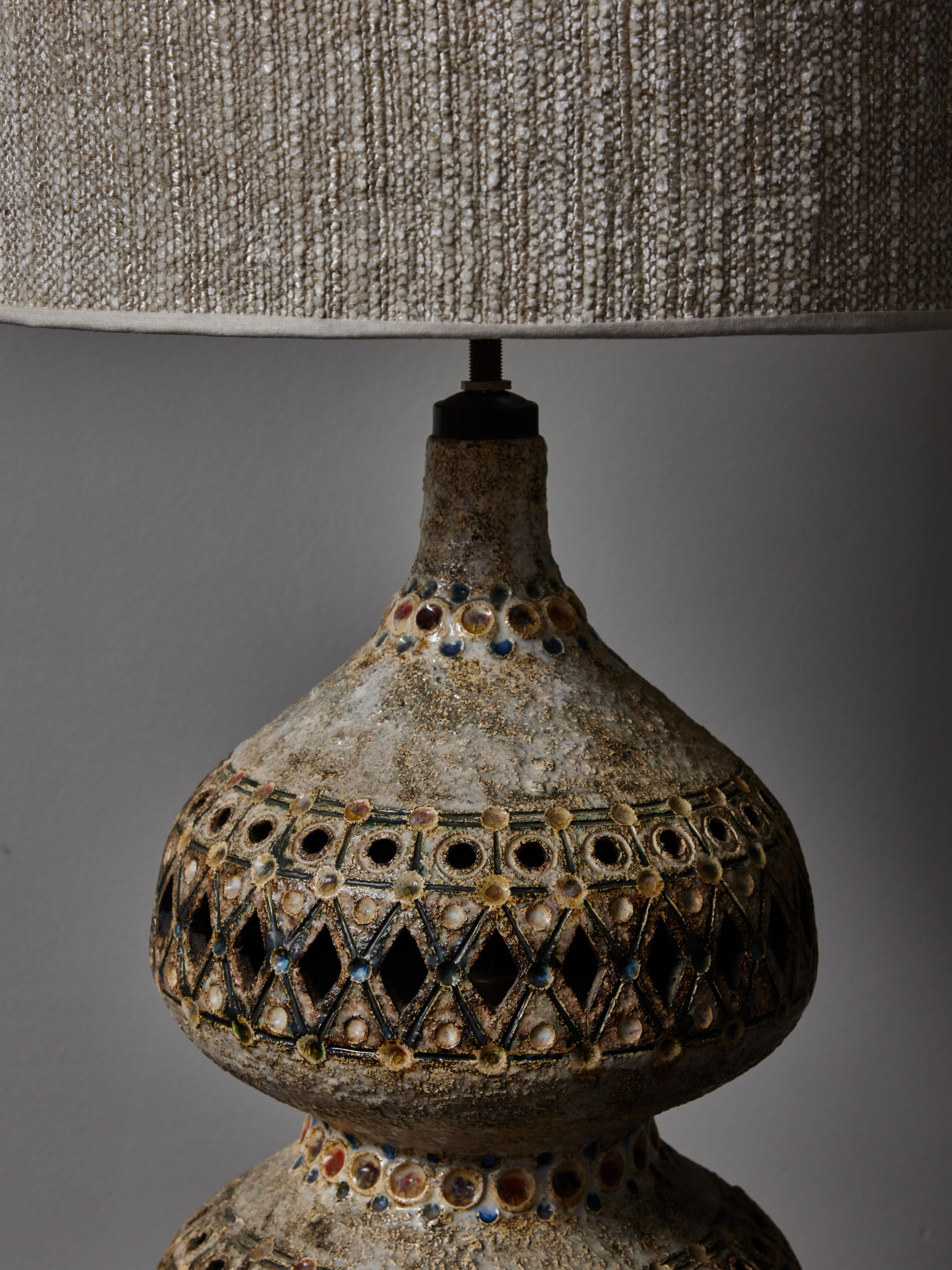 Giarusso Bottle Shaped Table Lamp with Dedar Lamp Shade In Good Condition In Saint-Ouen, IDF