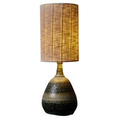 Giarusso Dark Blue Ceramic Table Lamp with Dedar Lamp Shade