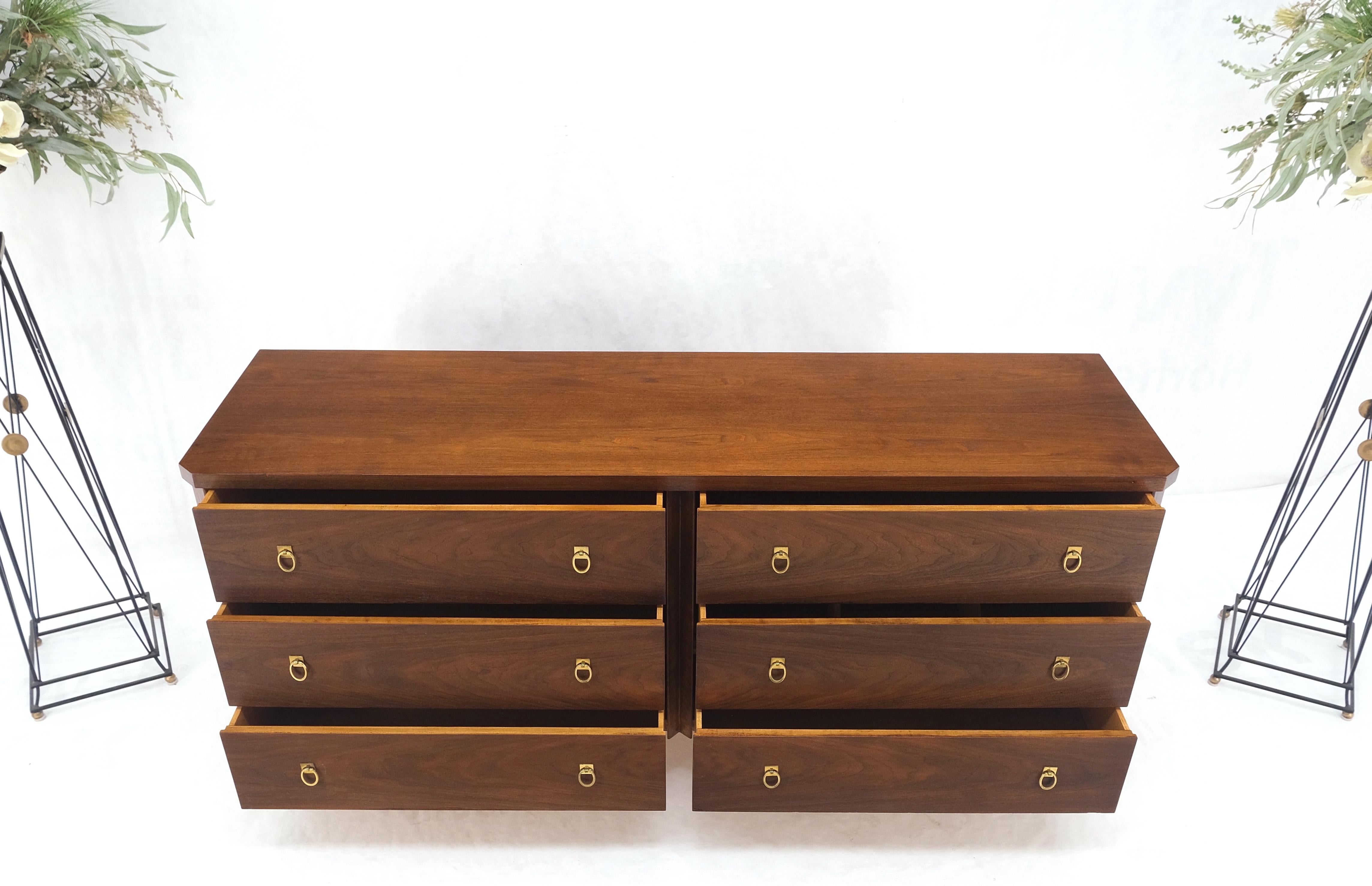 Gibbings for John Widdicomb Solid Brass Drop Pull 6 Drawers Walnut Dresser MINT! 9