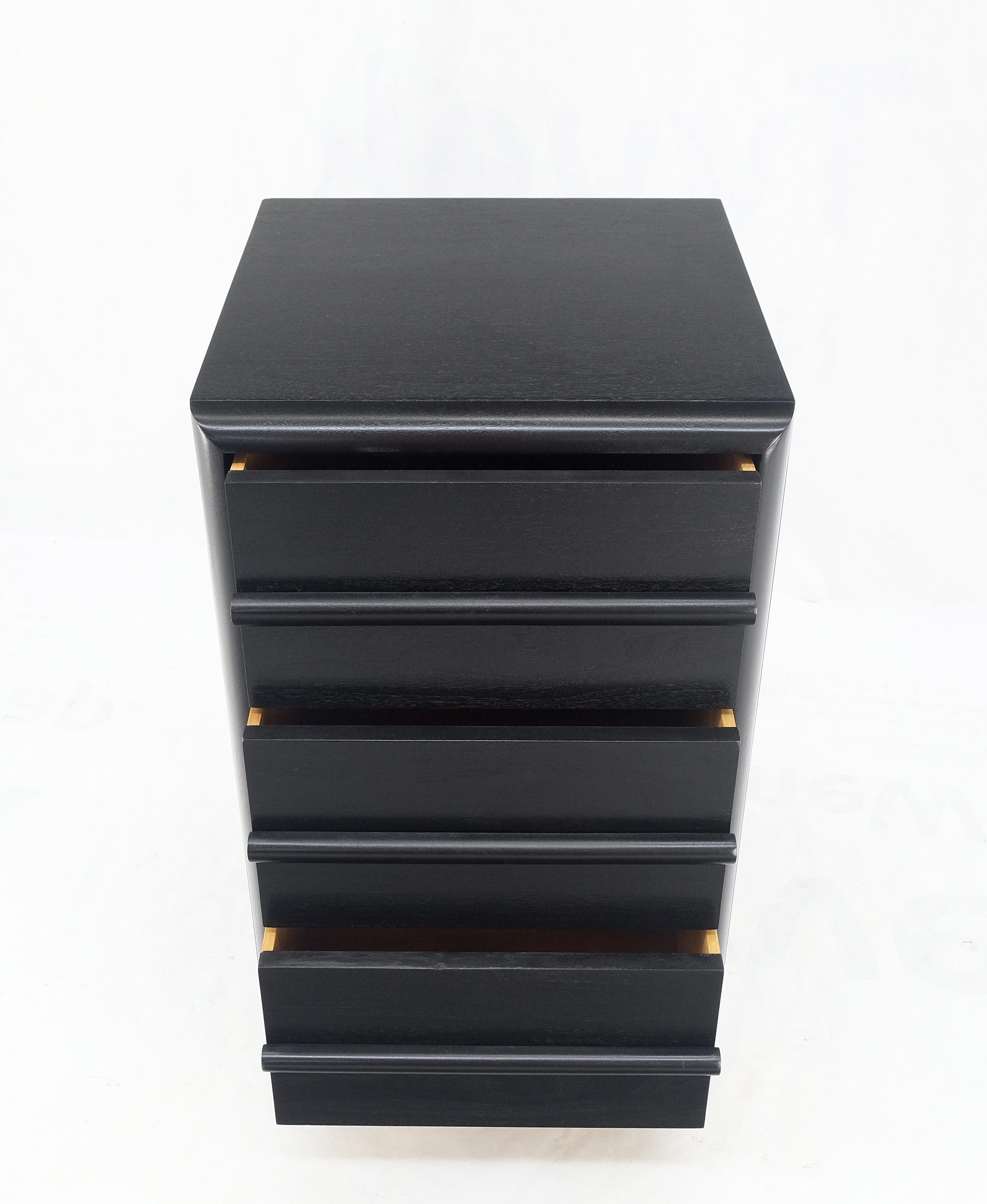 Gibbings for Widdicomb Black Lacquer 3 Drawer Bachelor Chest Narrow Dresser Mint For Sale 3