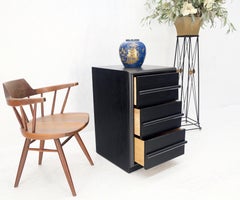 Gibbings for Widdicomb Black Lacquer 3 Drawer Bachelor Chest Narrow Dresser Mint