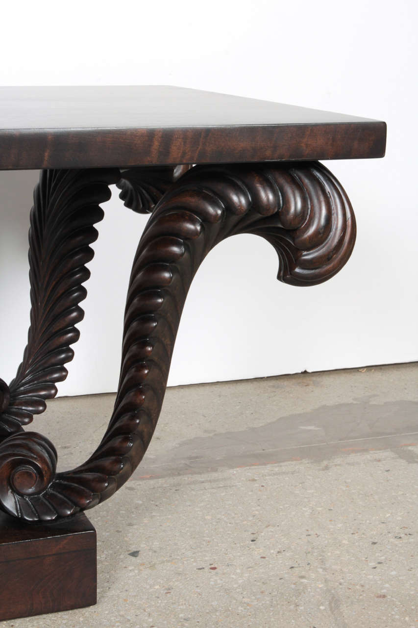 Mid-Century Modern Gibbings for Widdicomb Carved Walnut Plume Coffee Table For Sale