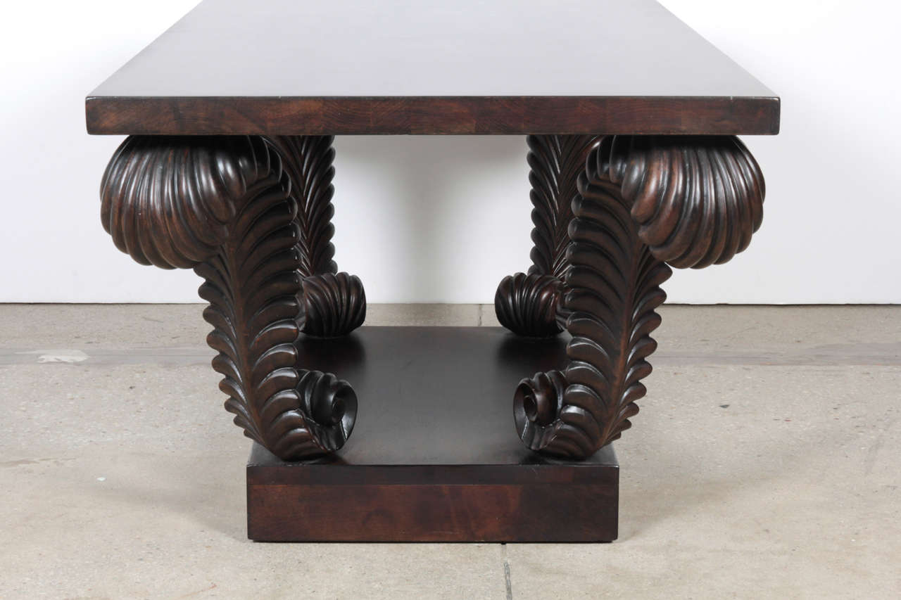 20th Century Gibbings for Widdicomb Carved Walnut Plume Coffee Table For Sale