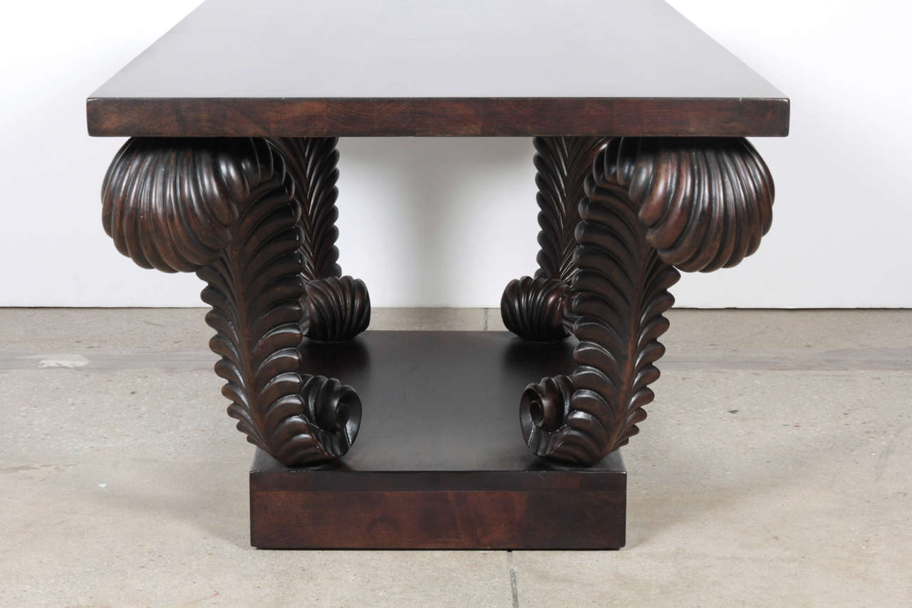 Gibbings for Widdicomb Carved Walnut Plume Coffee Table In Good Condition For Sale In New York, NY
