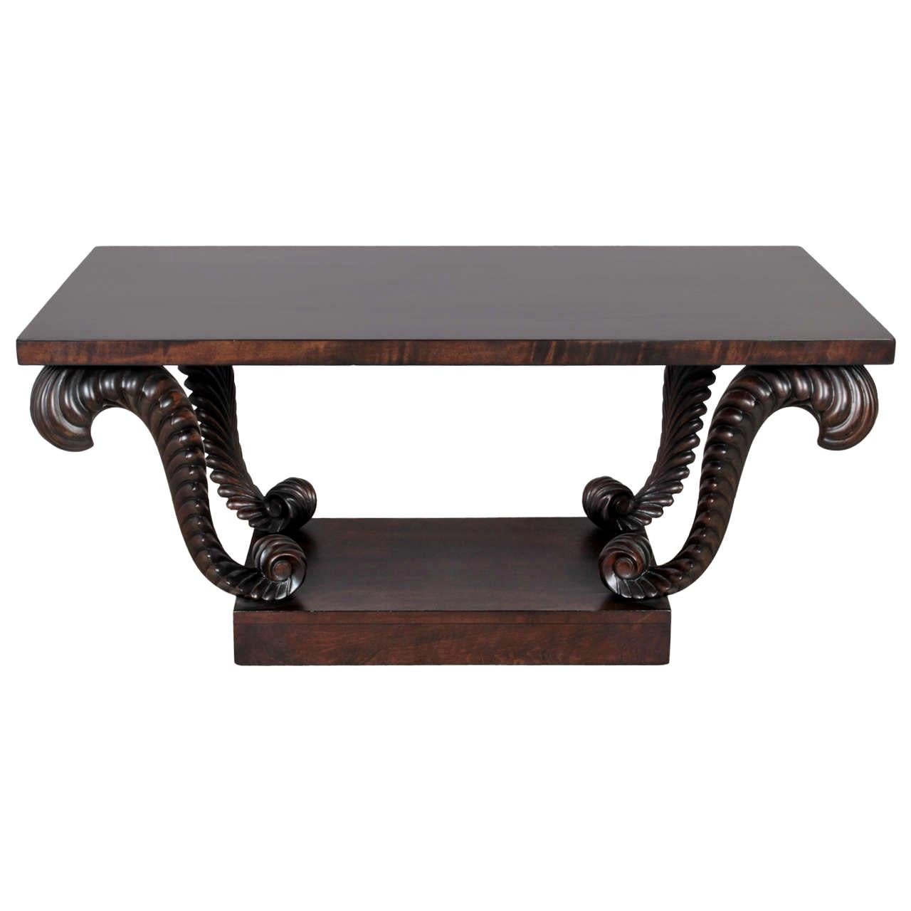 Gibbings for Widdicomb Carved Walnut Plume Coffee Table