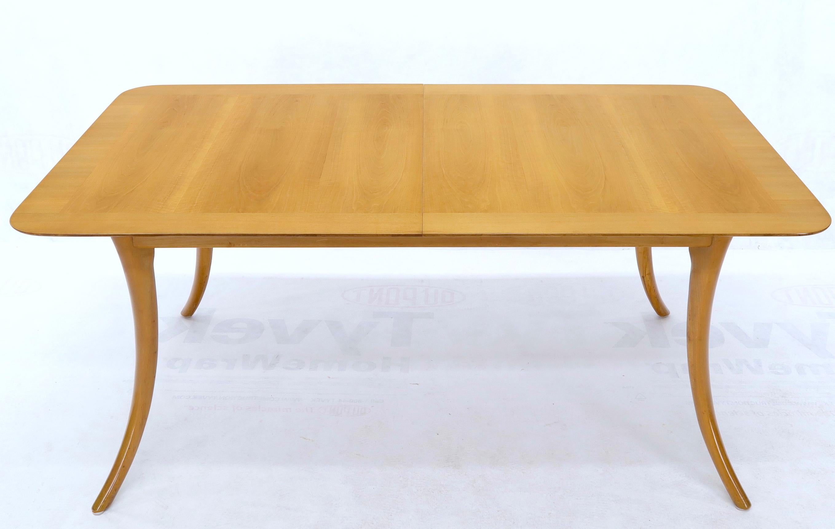 Mid-Century Modern light walnut dining table designed by Robsjohn Gibbing for Widdicomb. All in very clean original condition with 2 x 18