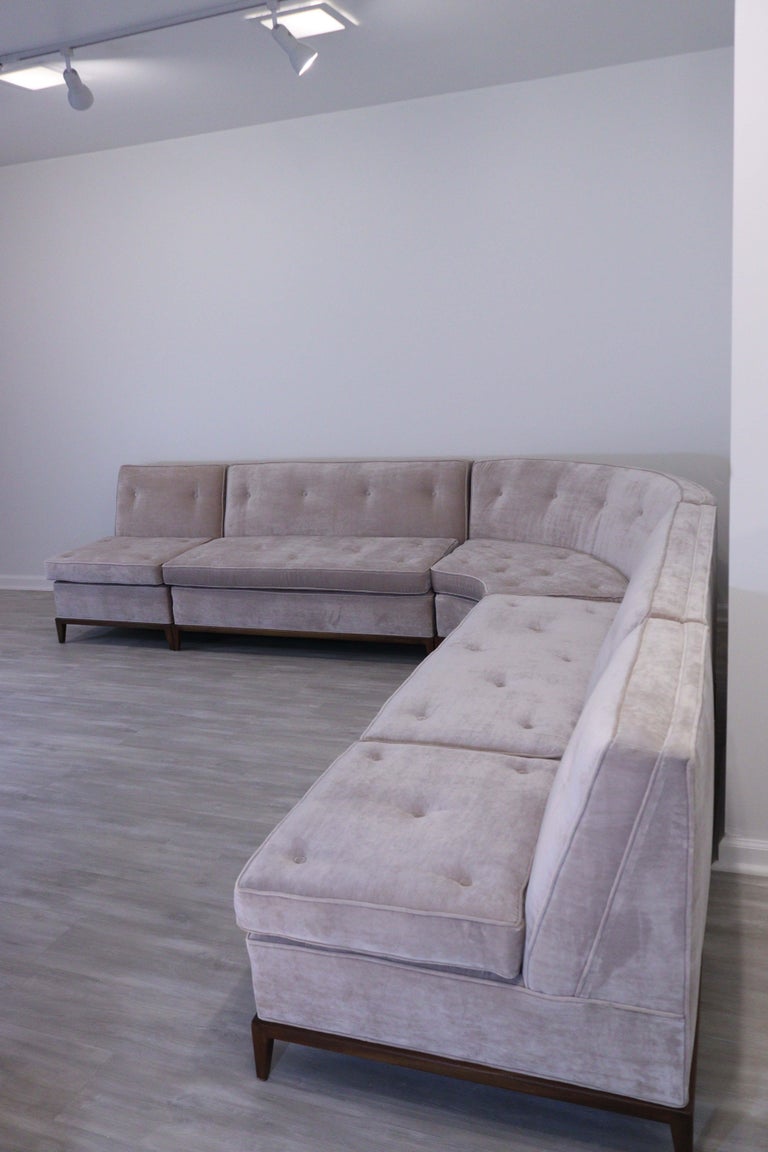 Gibbings MidCentury Modern Crushed Velvet 5 Pc Sectional