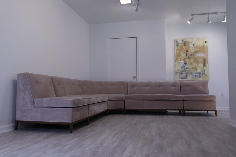 Gibbings MidCentury Modern Crushed Velvet 5 Pc Sectional