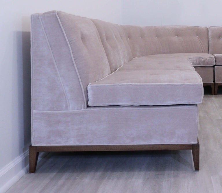 Gibbings MidCentury Modern Crushed Velvet 5 Pc Sectional
