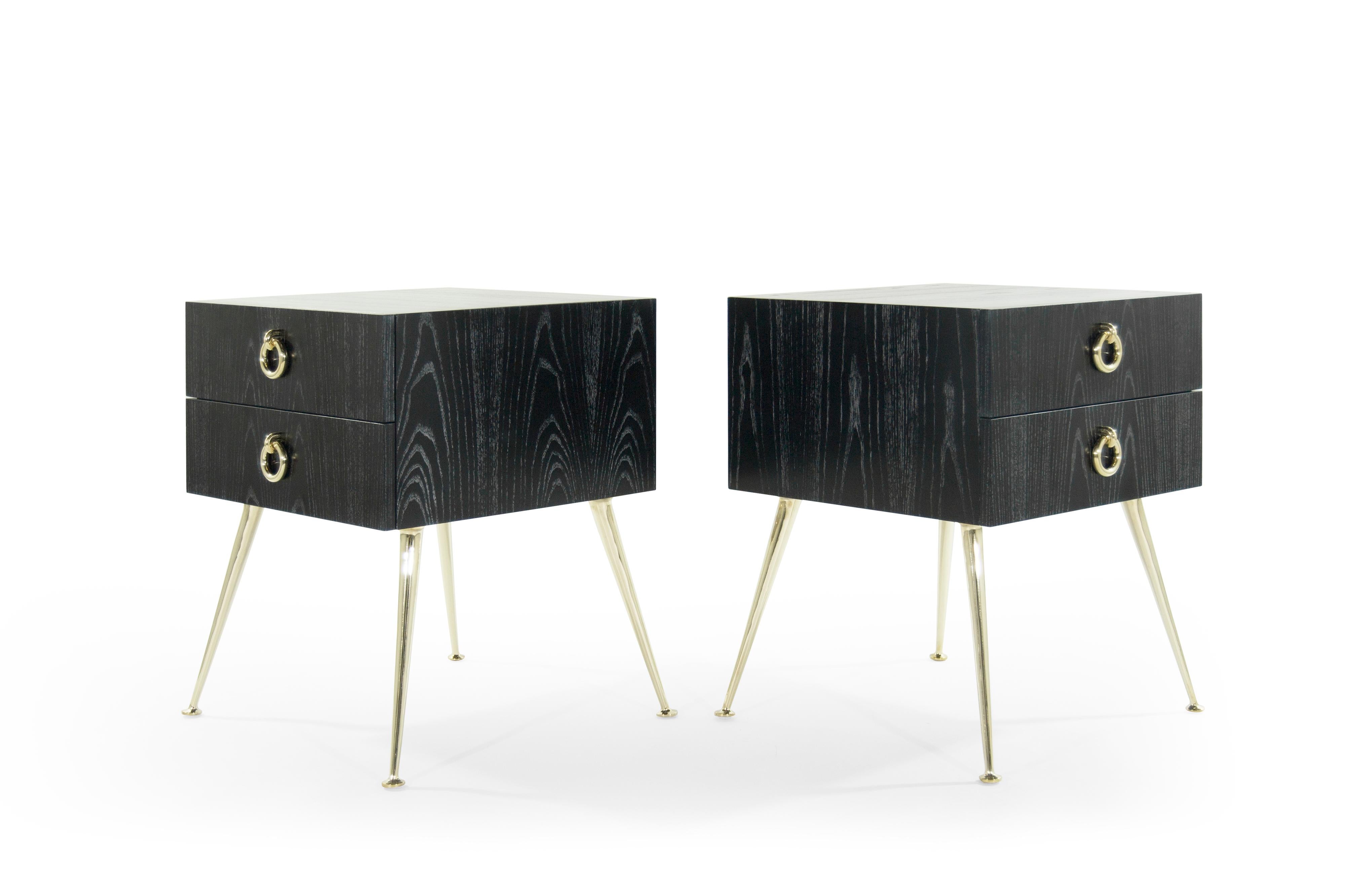 Mid-Century Modern Gibby Collection End Tables in Limed Oak
