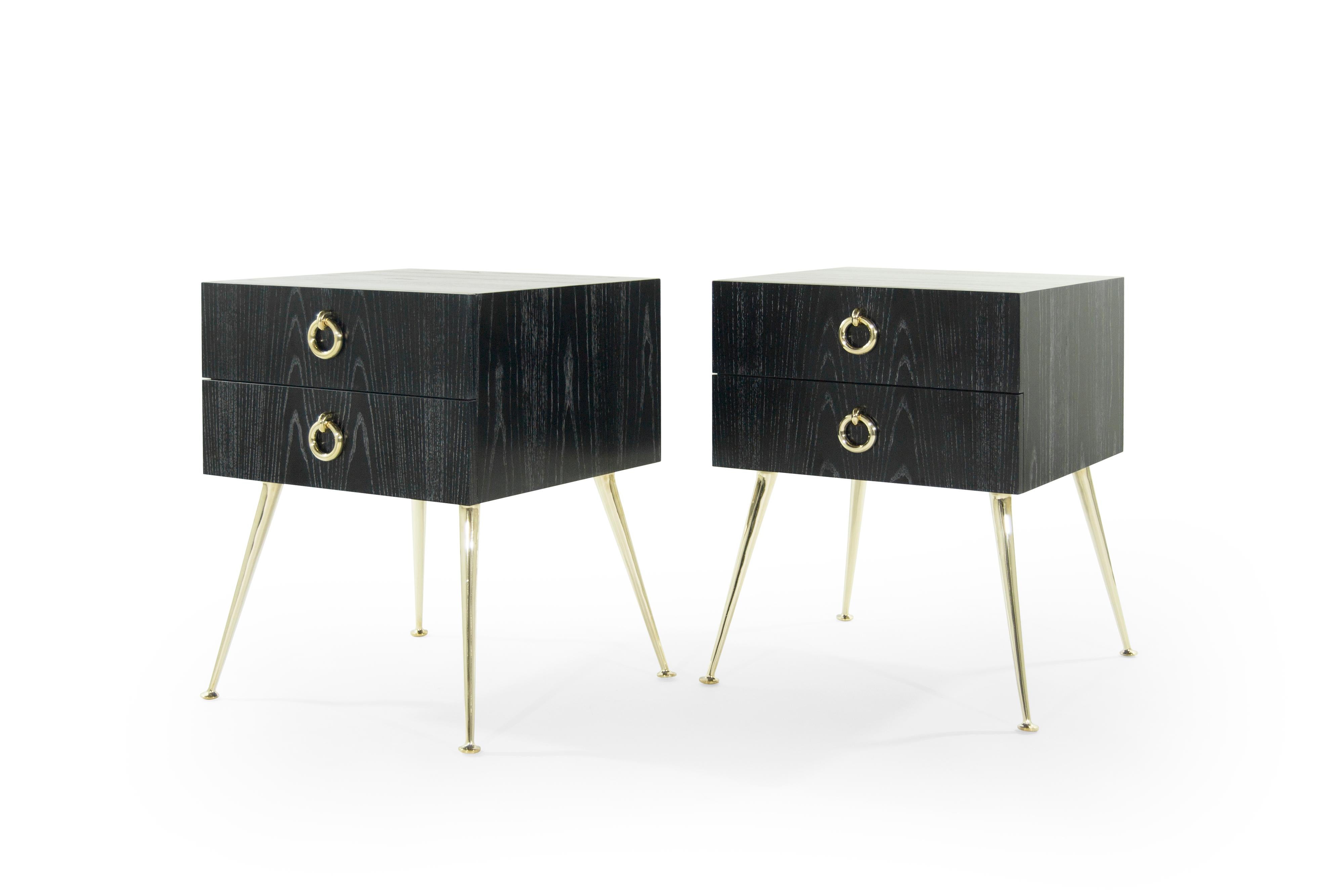 Gibby Collection End Tables in Limed Oak In Excellent Condition In Westport, CT