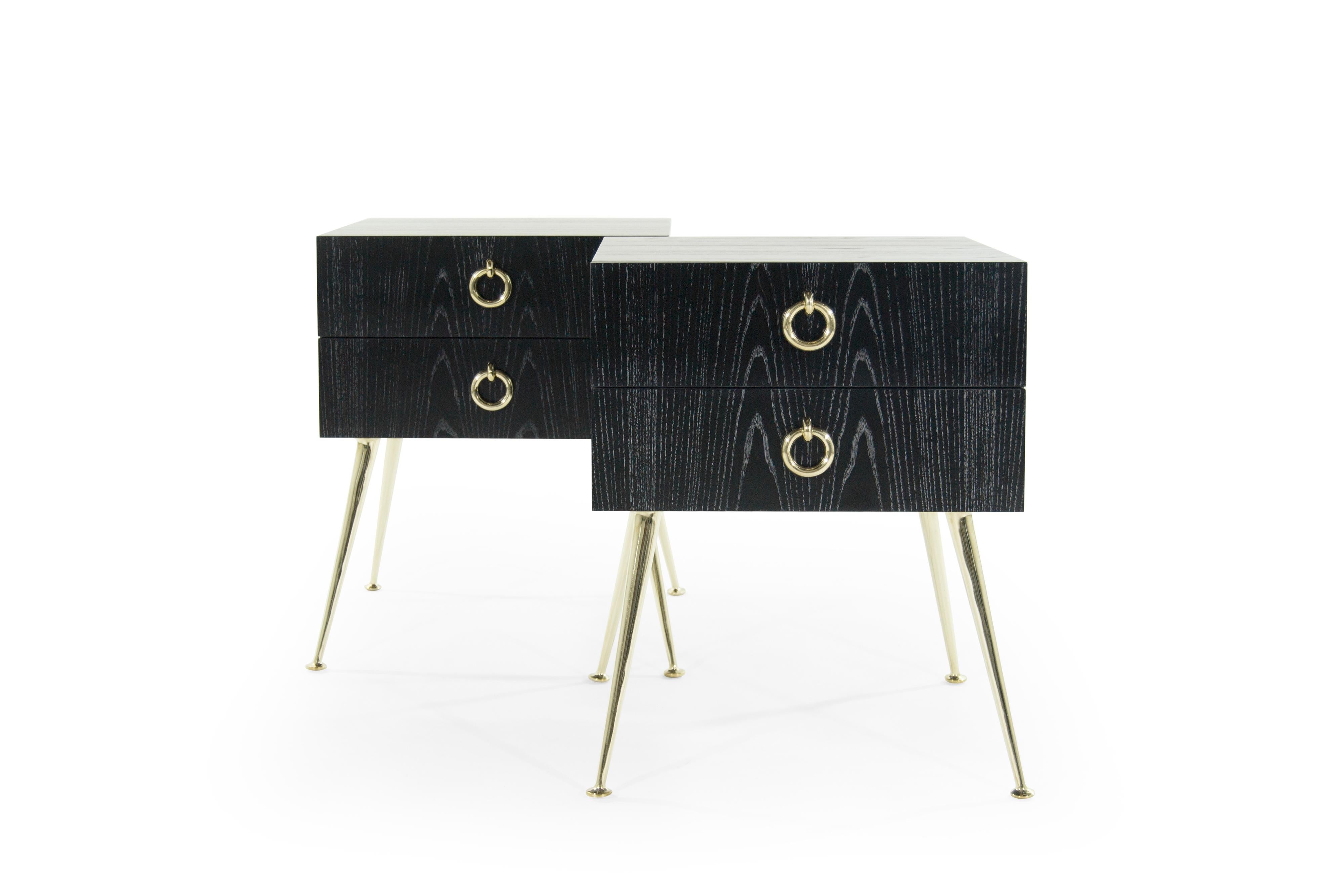 Contemporary Gibby Collection End Tables in Limed Oak