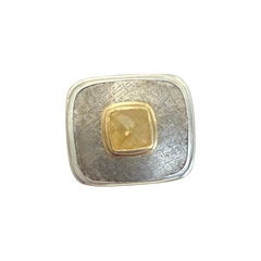 Gibeon Meteorit 1,0 Karat gelber Diamant 18K Gold/Sterling Herrenring