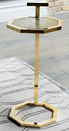 Gibson Martini Table in Brass Tinted Finish and Cracked Gesso Surface