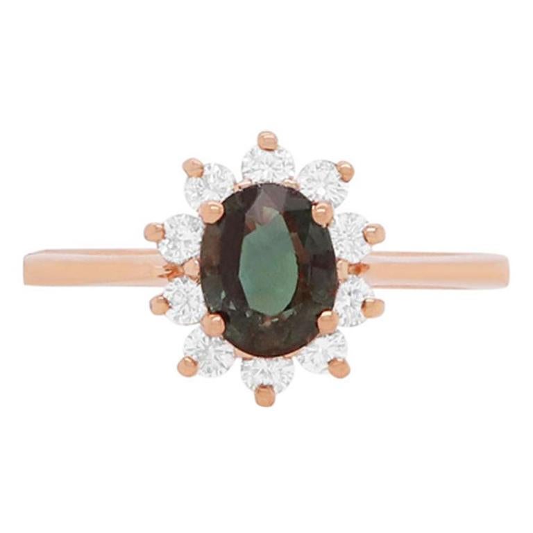 Bague De Fiançailles/mariage En Or Blanc 14k Avec Alexandrite Naturelle Ovale 2.55ct - Taille 7, Réglable