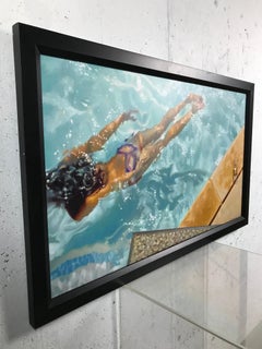 Giclee on Canvas by Listed Artist Carrie Graber "Cool" 1/25 Swimming Pool