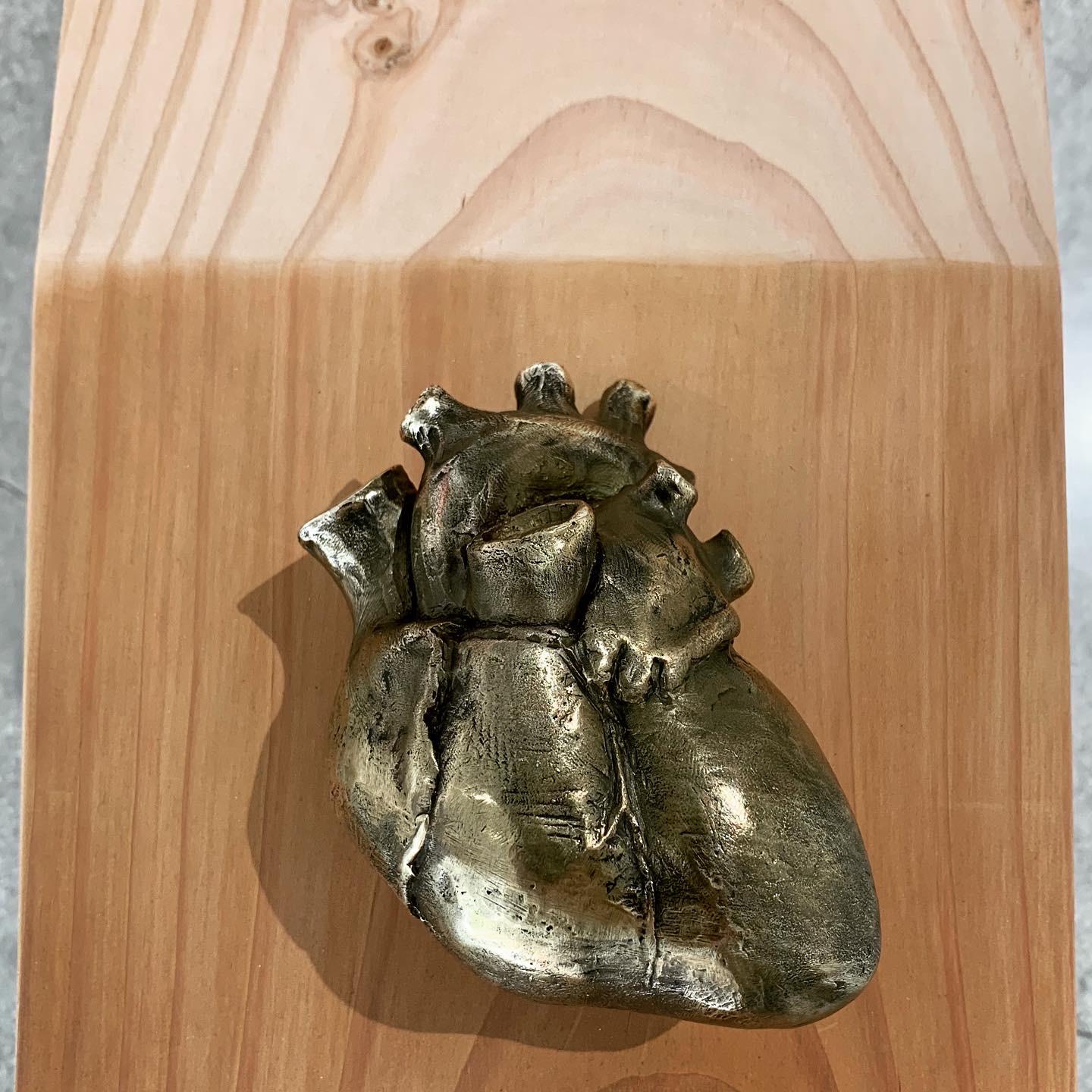 Contemporary See-Saw Sculpture and Bench with Cast Bronze Heart Handles by Vivian Carbonell For Sale