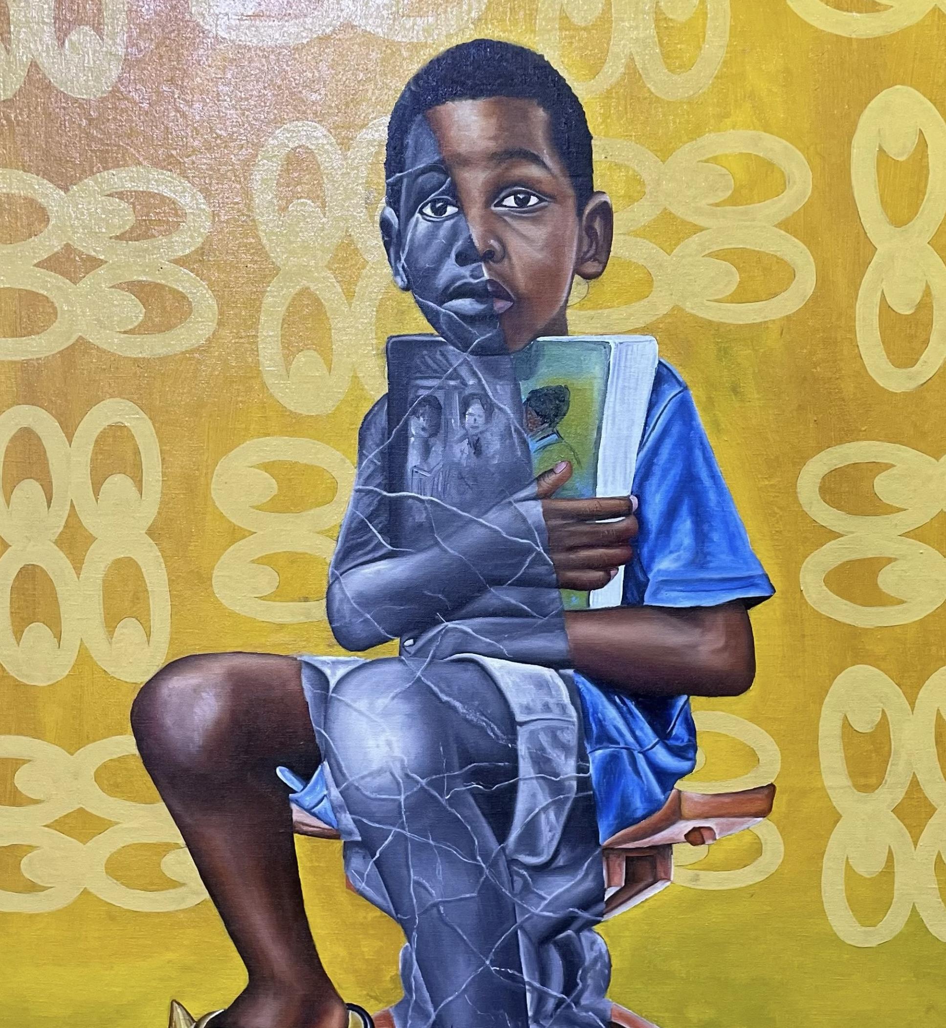 Tieni stretta la tua cultura e la tua storia - 21° secolo, arte contemporanea, arte figurativa - Figurative Painting Marrone di Gideon Kotey