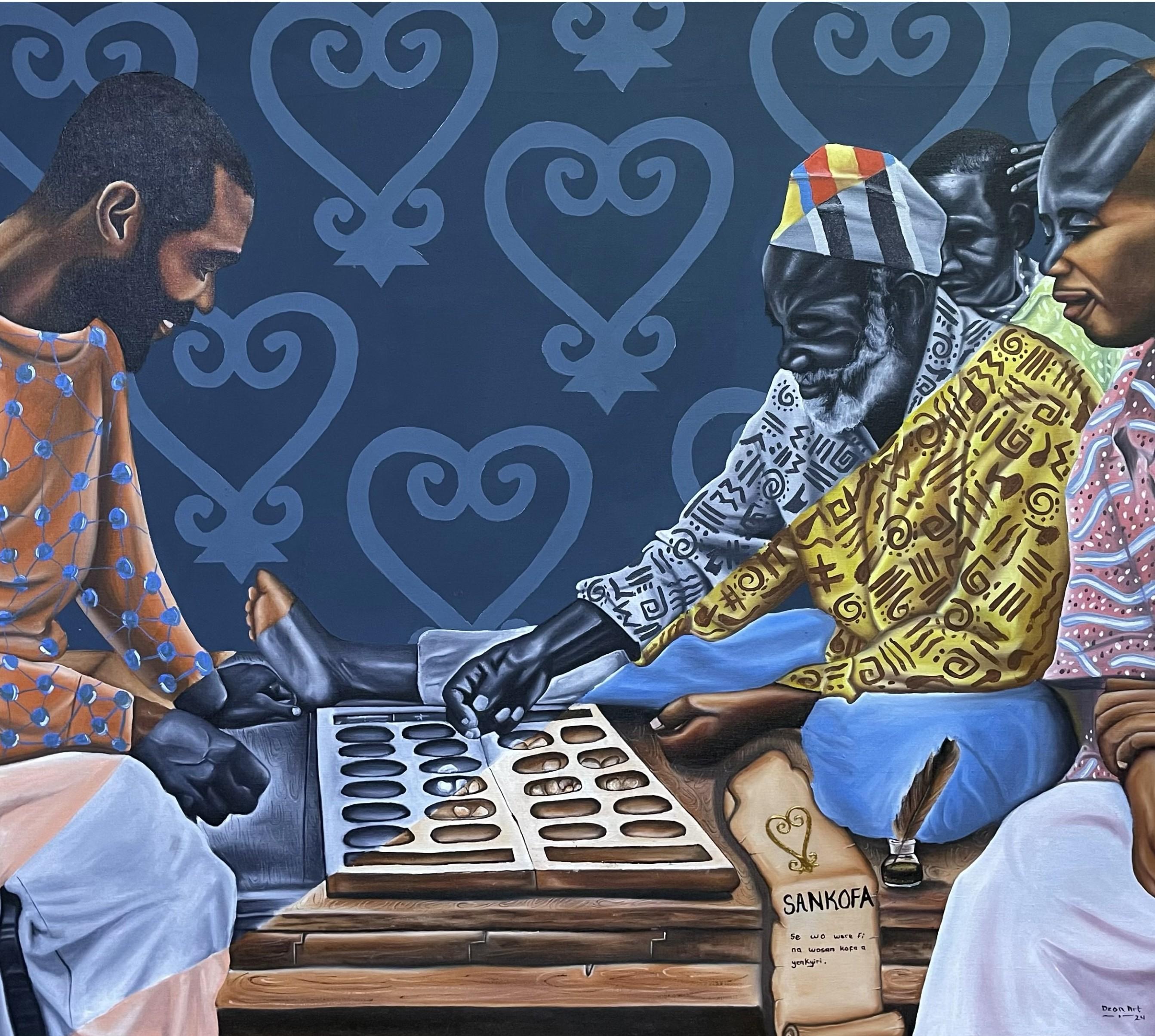 Portrait Painting di Gideon Kotey - Sankofa -21° secolo, Contemporaneo, Ritratto figurativo, Africano, Giochi, Crescita