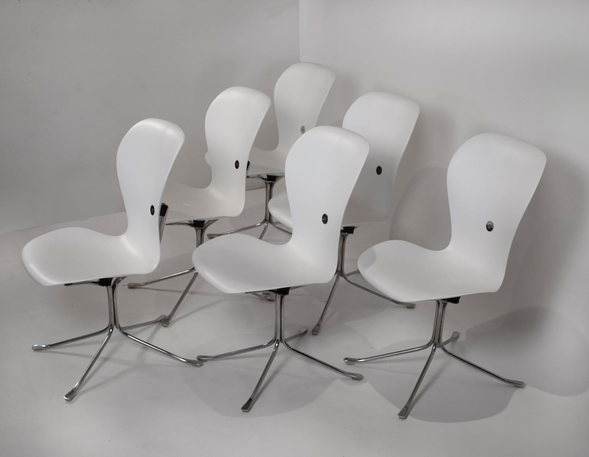 Gideon Kramer Ion Dining Chairs Set of Six in Flat White For Sale 3
