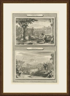 Gideon's Fleece and Gideon Chooses His Soldiers, Mortier Bible circa 1700