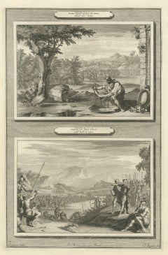 Gideon's Fleece and Gideon Chooses His Soldiers, Mortier Bible circa 1700