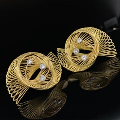 "Gidi" Spiral Earrings in 18 Karat Gold & 0.65 Carats of Natural White Diamonds