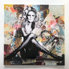 "Brigitte in St. Topez Again" Pop Art Street Poster Décollage Painting on Canvas