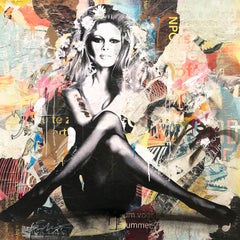 "Brigitte in St. Topez Again" Pop Art Street Poster Décollage Painting on Canvas