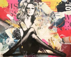 "Brigitte in St. Topez Again" Pop Art Street Posters Décollage on Canvas