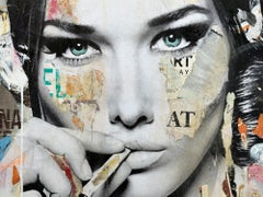 "Carla Is Smokin' Hot" Carla Bruni Colorful Pop Art Portrait Painting on Canvas