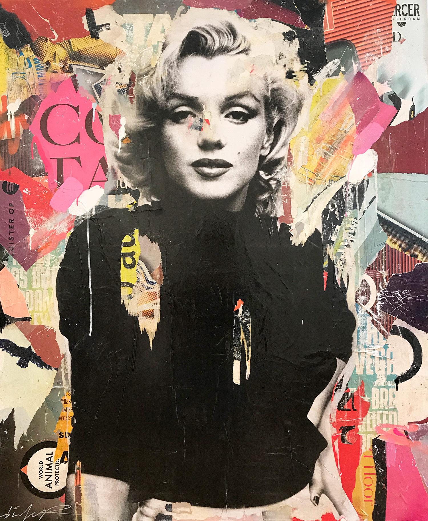 Gieler Abstract Painting - "Defy Gravity" Marilyn Monroe Portrait Pop Art Street Art Painting 