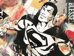 "Flying For Justice" Pop Art Portrait of Superman Colorful Street Art Painting