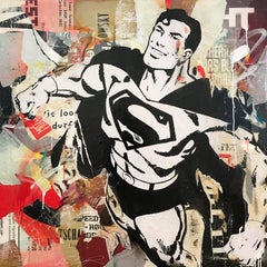 "Flying For Justice" Portrait of Superman Pop Art Street Art Painting