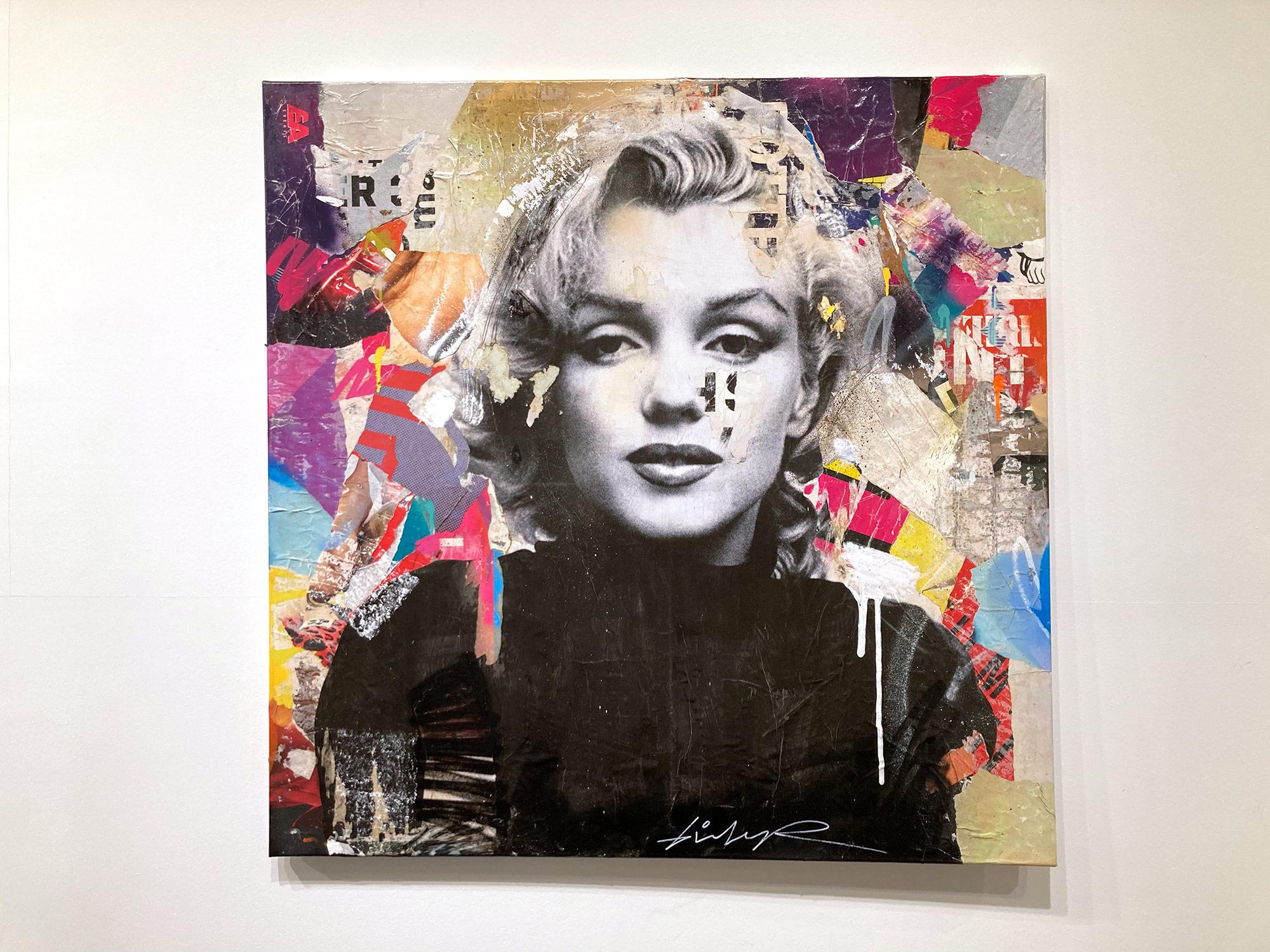 „I Defy Gravity“ Marilyn Monroe Porträt Pop Art Street Art Buntes Gemälde im Angebot 13