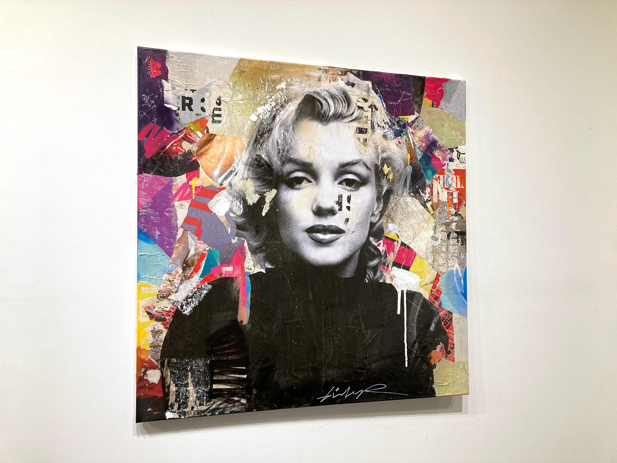 „I Defy Gravity“ Marilyn Monroe Porträt Pop Art Street Art Buntes Gemälde im Angebot 14