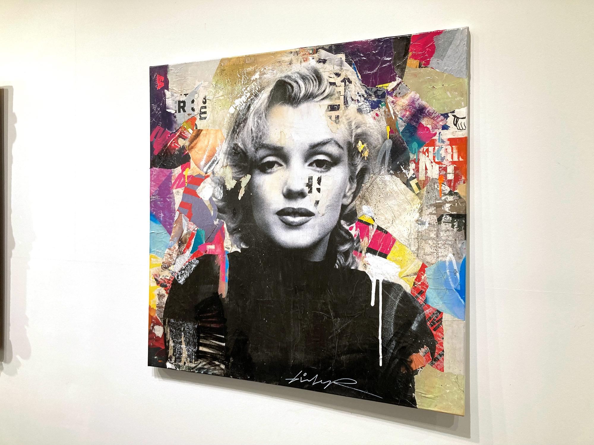 „I Defy Gravity“ Marilyn Monroe Porträt Pop Art Street Art Buntes Gemälde im Angebot 15