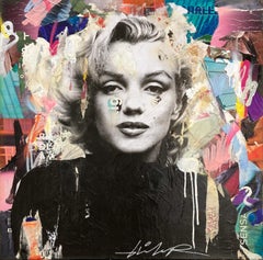 « I Defy Gravity », portrait de Marilyn Monroe de style Pop Art Street Art, peinture colorée