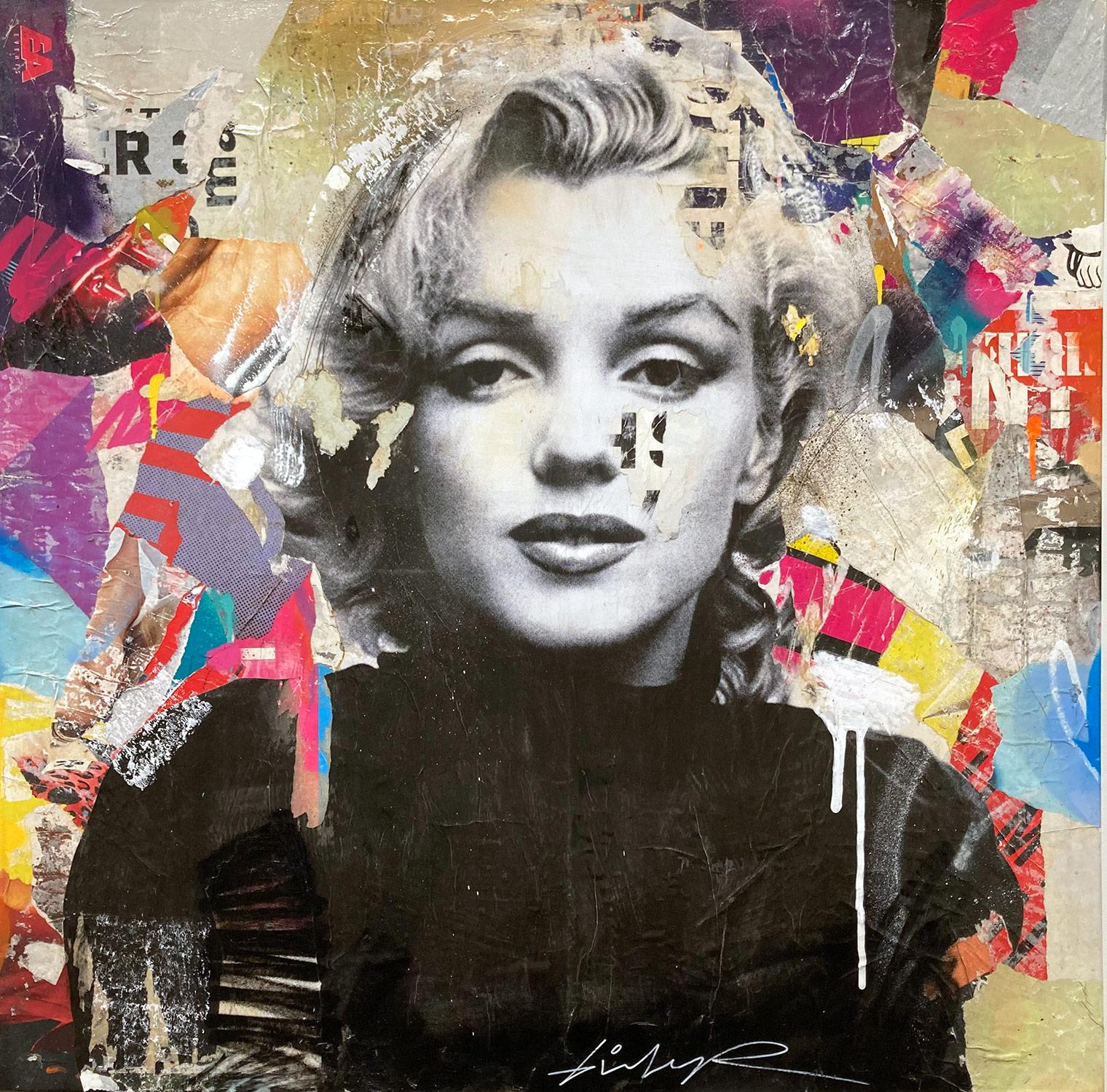 Gieler Abstract Painting - "I Defy Gravity" Marilyn Monroe Portrait Pop Art Street Art Colorful Painting