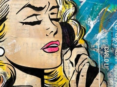"Call Girl" Roy Lichtenstein Inspired Pop Art Colorful Comic Painting on Canvas