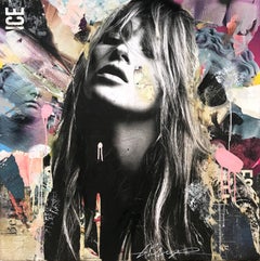 "It's a Sin to Be Tired" Pop Art Street Art Mixed Media Portrait of Kate Moss