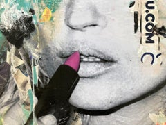 "Multitasking" Pop Art Street Posters Décollage Painting on Canvas of Kate Moss