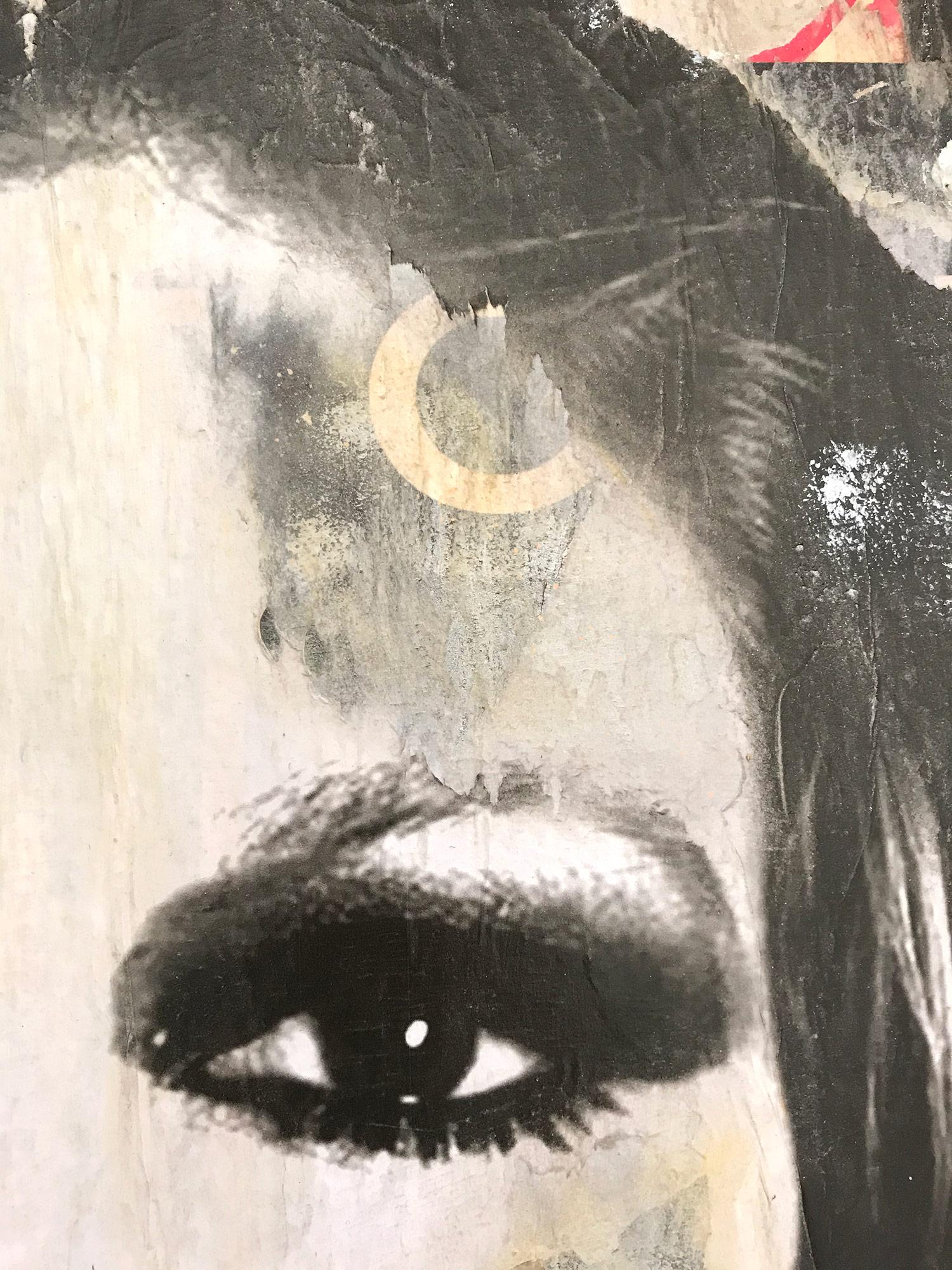 This piece depicts famous French actress and model Brigitte Bardot. Done with beautiful expressive colors and a distinctive street art design, this piece pops with energy and a romantic beauty. It is a large canvas that makes a wonderful statement