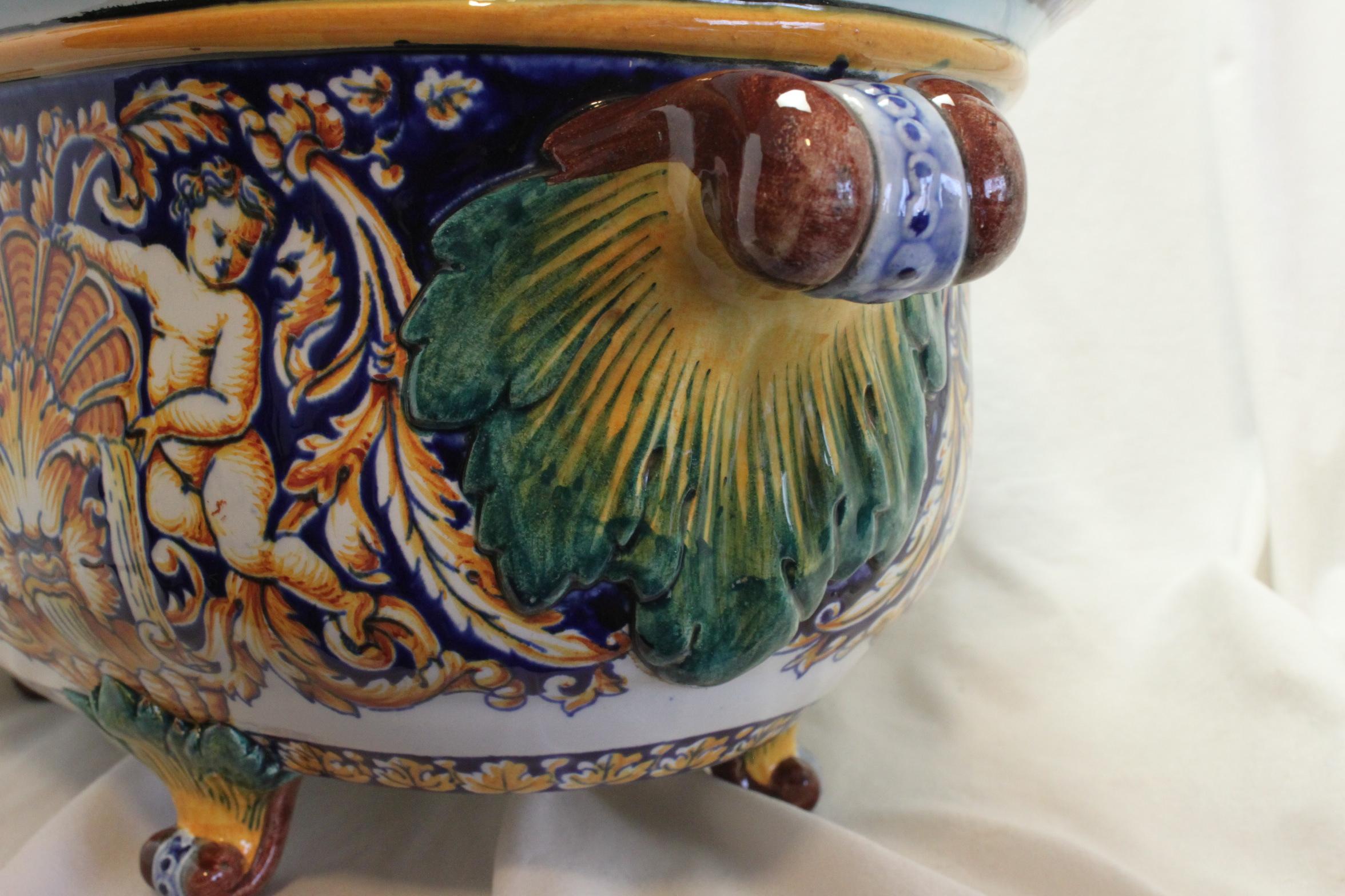 French Gien Faience Jardiniere For Sale