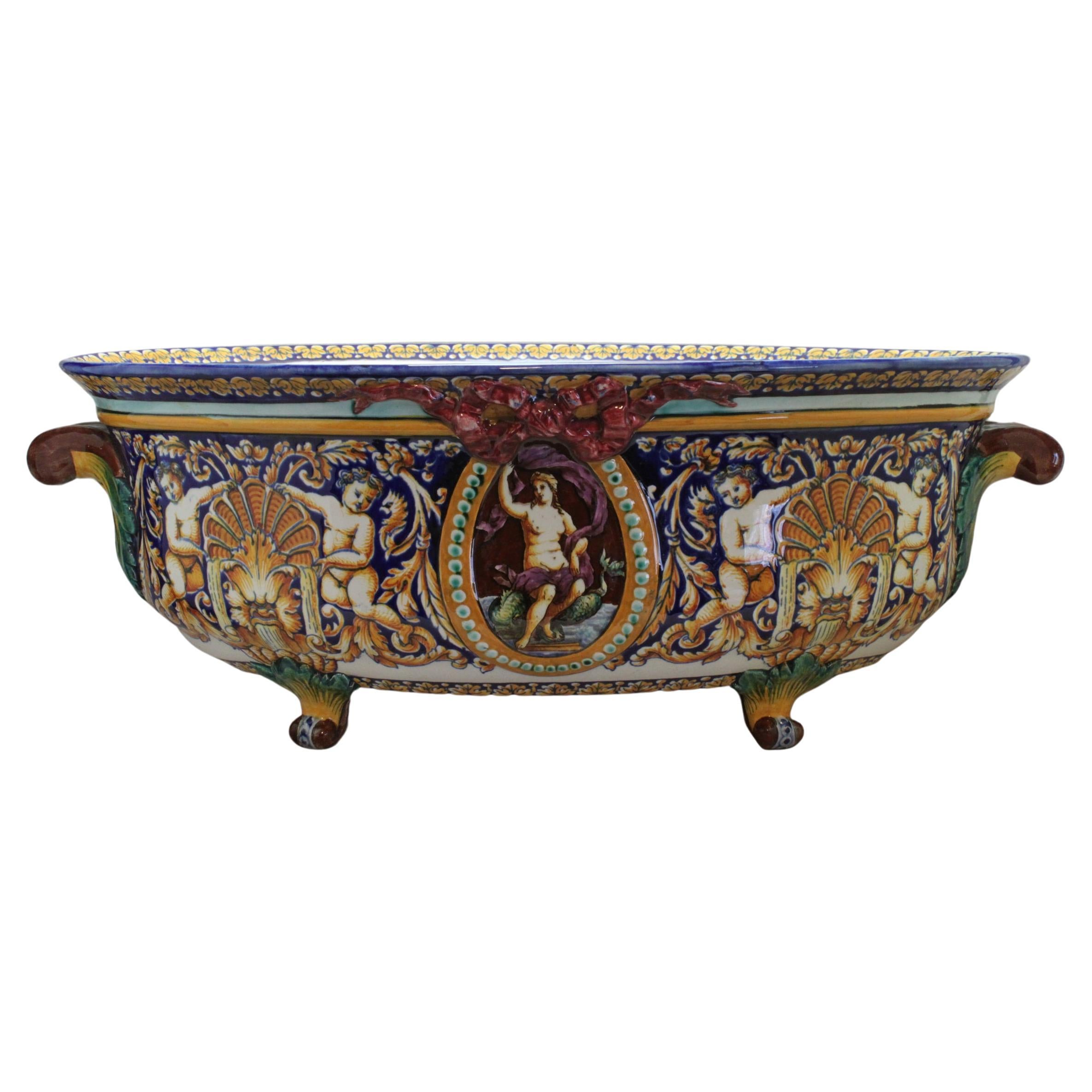 Gien Faience Jardiniere For Sale